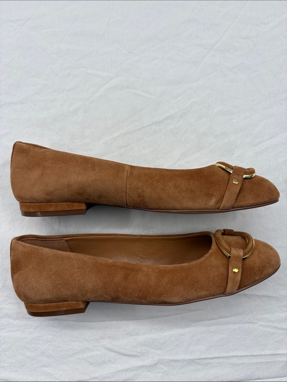Talbots Havana Tan Madison Buckle Suede Ballet Flats. 8M. NWT. $139! - Picture 10 of 13
